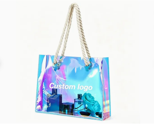 White soft PVC bucket bag, drawstring closure, trendy silhouette